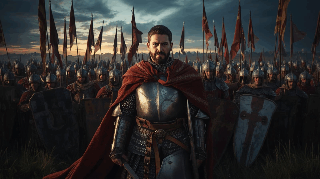 Rei medieval representando a monarquia no topo da hierarquia feudal